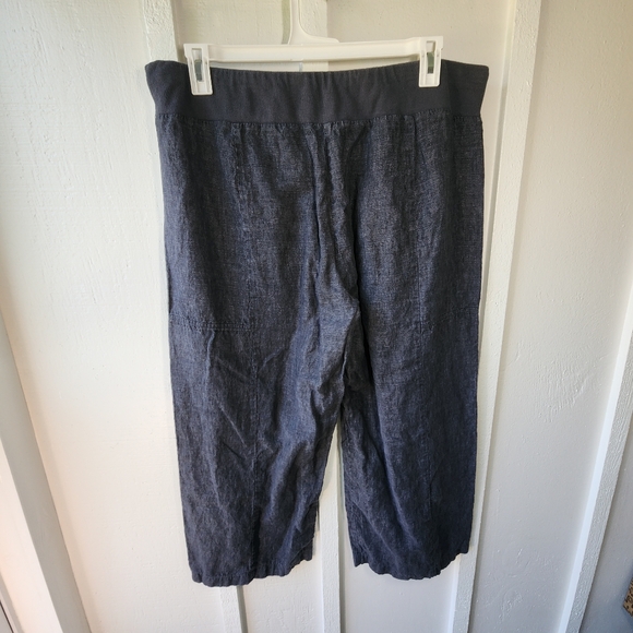 EILEEN FISHER Washed Organic Linen Delave Pant Navy Pull On Lightweight Size XL - Picture 2 of 11